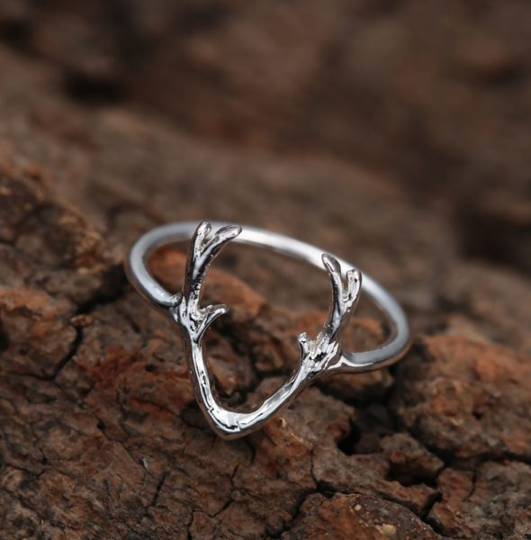 2015-New-Fashion-Vintage-Silver-Simple-Stag-Antler-Skeleton-Ring-Indian-Jewelry-for-Women-Wholesale-Free-2