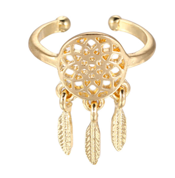 Shura-Gold-Plated-Dream-Catcher-Adjustable-Ring-Clover-Blossom