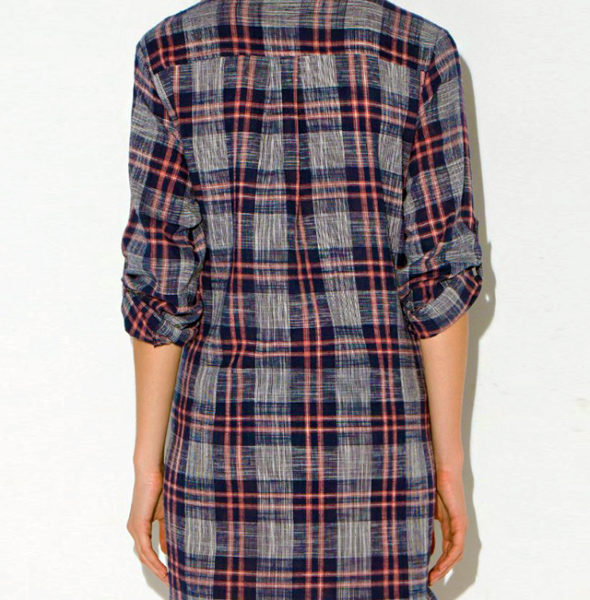 WRAPPED PLAID SHIRT DRESS