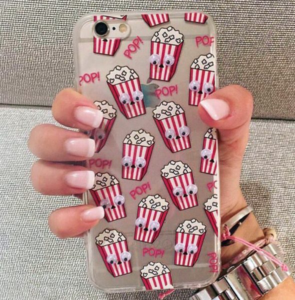 Funny-Cartoon-Mini-Eyes-Popcorn-Donuts-Case-Capa-Fundas-Carcasa-Coque-For-iPhone-5-5s-6