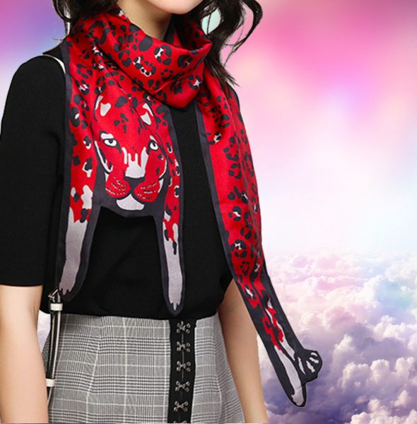 4 Leopard scarf on girl in clouds