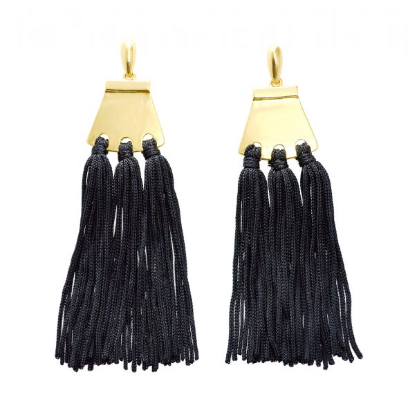 Black-Silk-Thread-Tassel-Drop-Earrings-For-Women-Gold-Color-Geometric-Fringed-Dangle